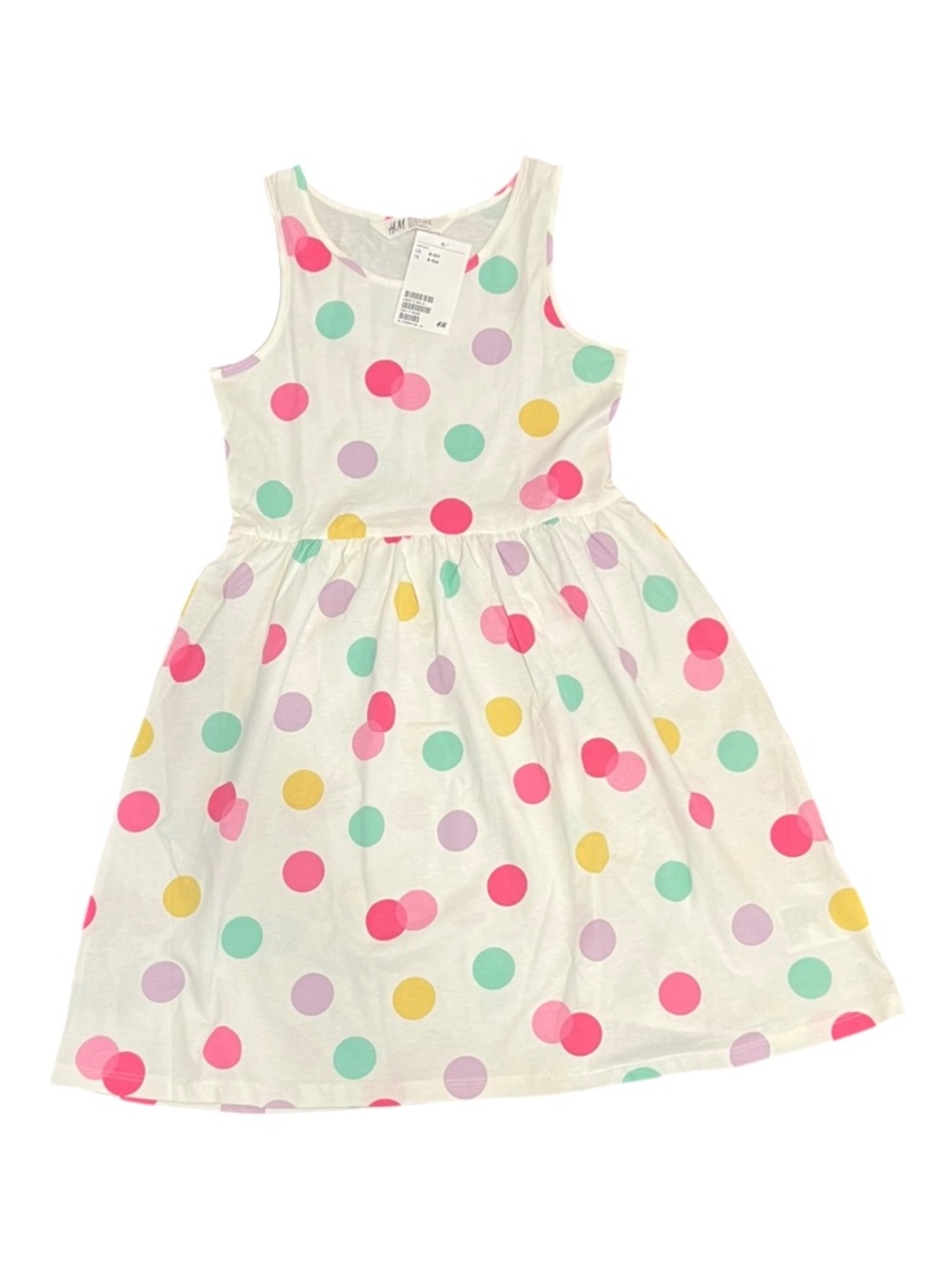 H&M Polka Dot Dress Size 8-10Y 100% Cotton Colorful Summer Dress NWT